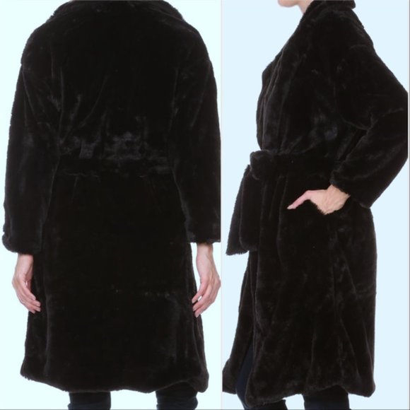 GET KIM'S Look Gia BLACK FAUX FUR COAT - Picture 3 of 3